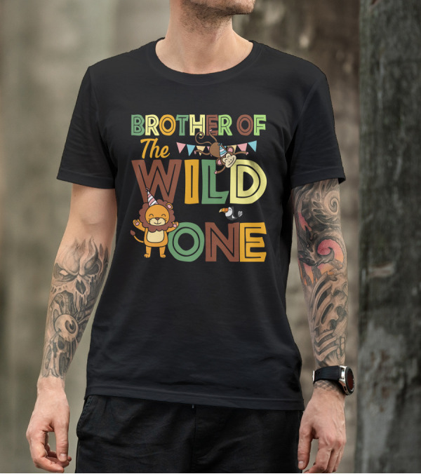 BROTHER OF THE WILD ONE LION MONKEY TOUCAN PARTY T-Shirt