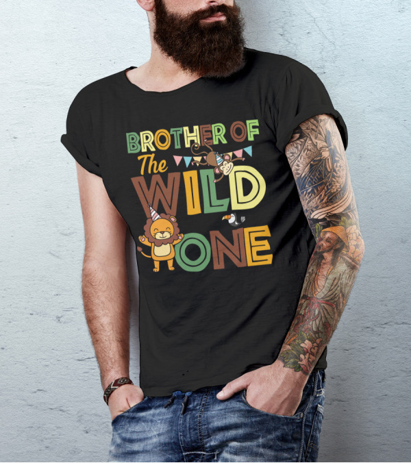 BROTHER OF THE WILD ONE LION MONKEY TOUCAN PARTY T-Shirt
