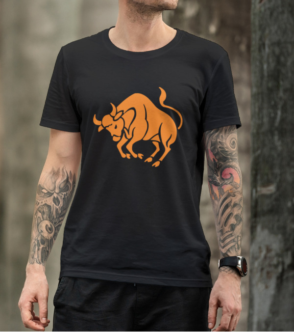 Bulls Orange Charging Bull T-Shirt