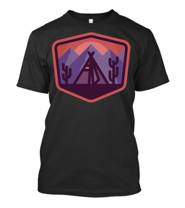 Camp And Cactus Mountain Sunset Adventure T-Shirt