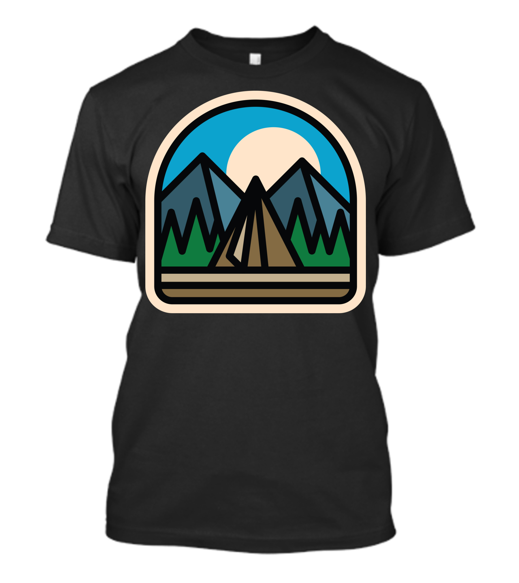 Camp Bold Mountain Adventure Moonlit Tent Scene T-Shirt