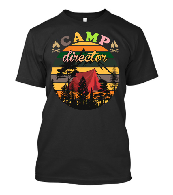 CAMP DIRECTOR Campfire Adventure Tent Forest Scene T-Shirt