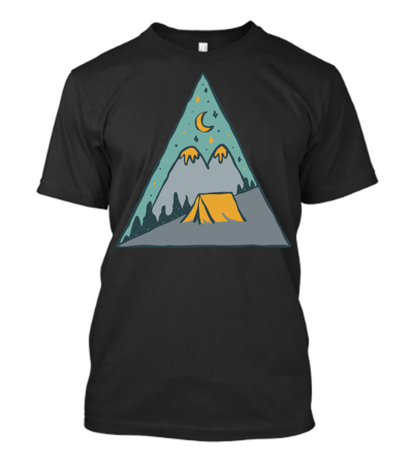 Camp Triangle Moonlit Mountain Tent Scene T-Shirt