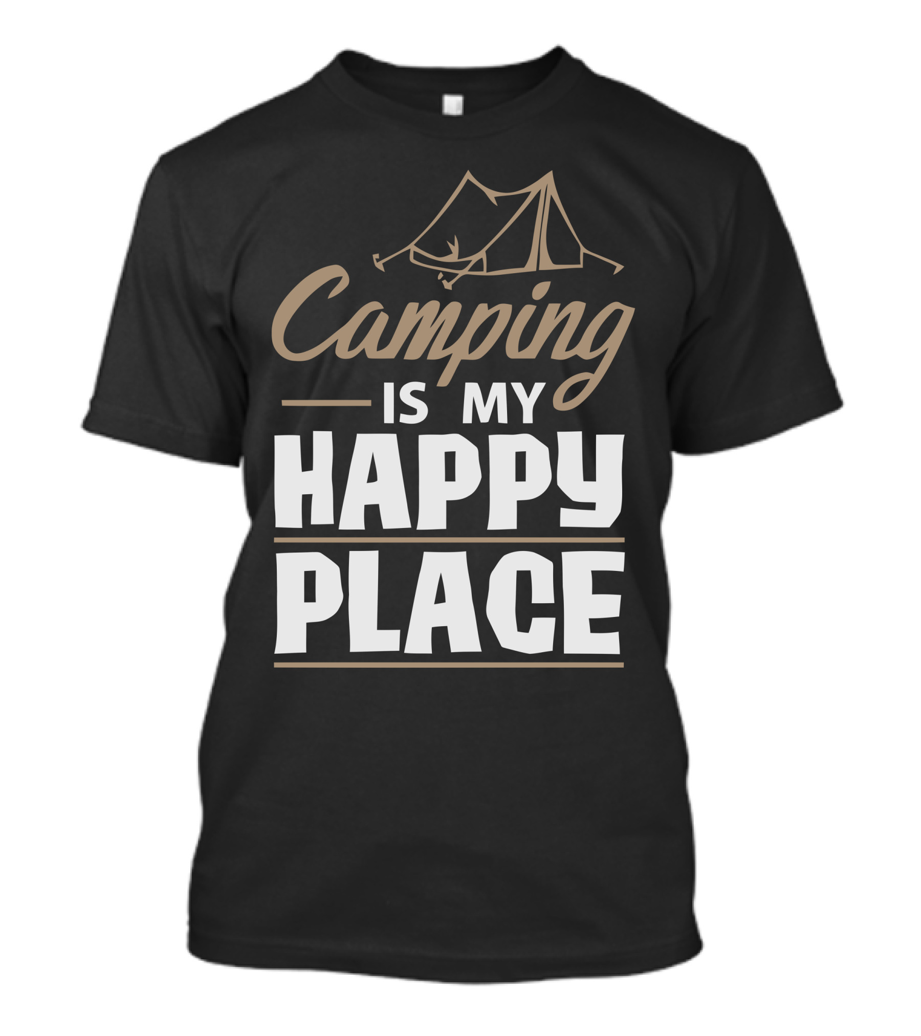 Camping Is My Happy Place Tent Sketch T-Shirt