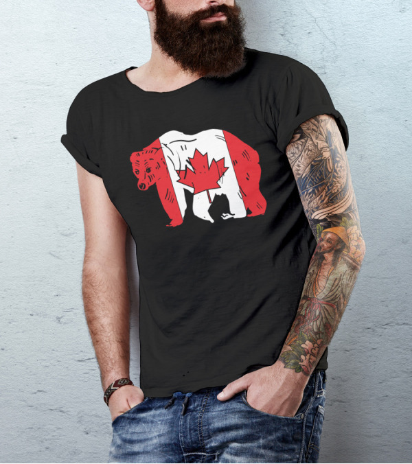 Canada Flag Bear Canadian Maple Leaf T-Shirt