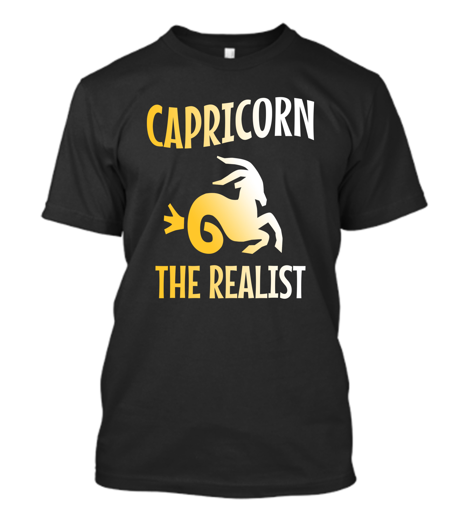 Capricorn The Realist Zodiac Sign Symbol In Yellow And White T-Shirt