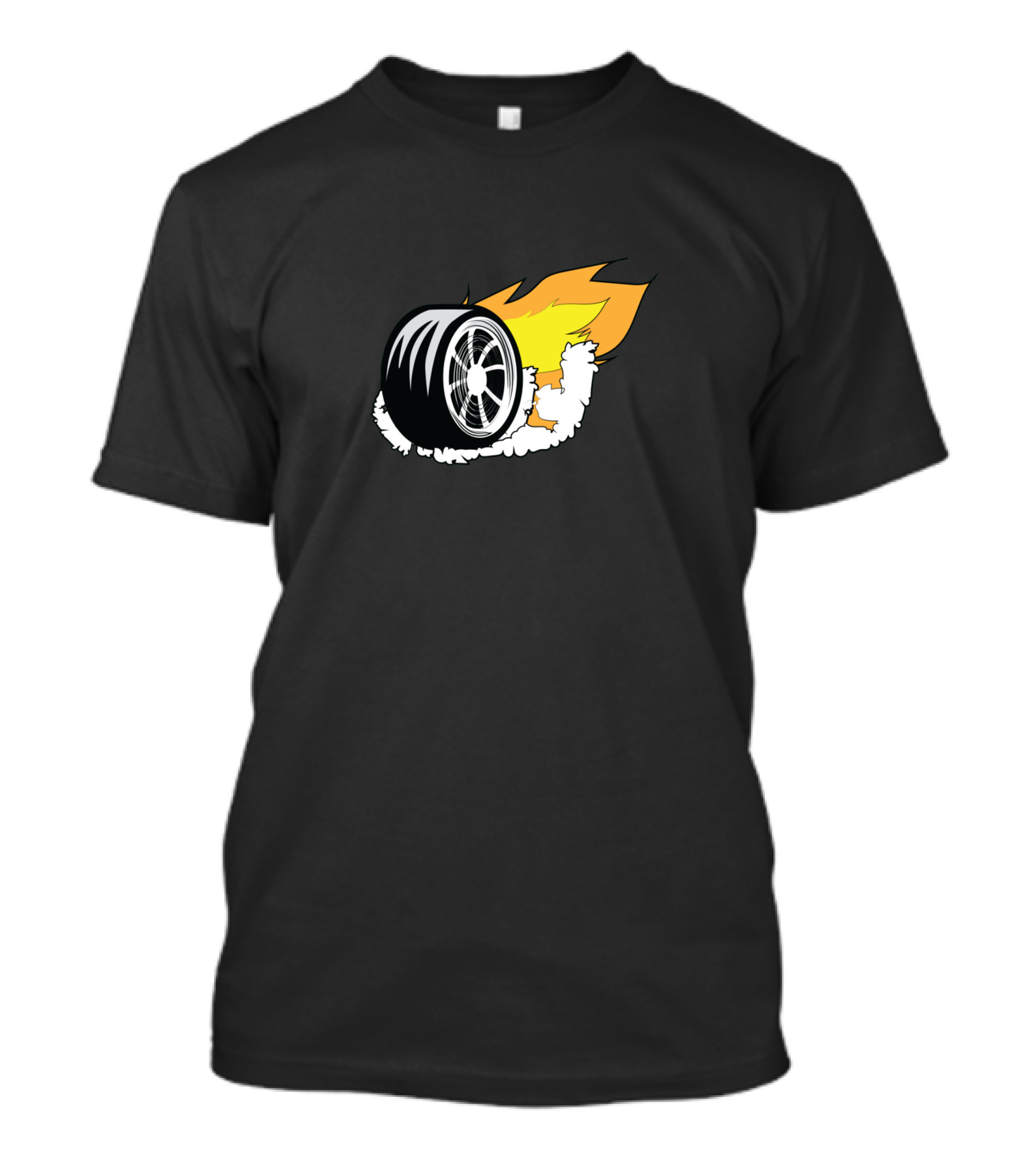 Car Wheel Burnout Flames And Smoke T-Shirt