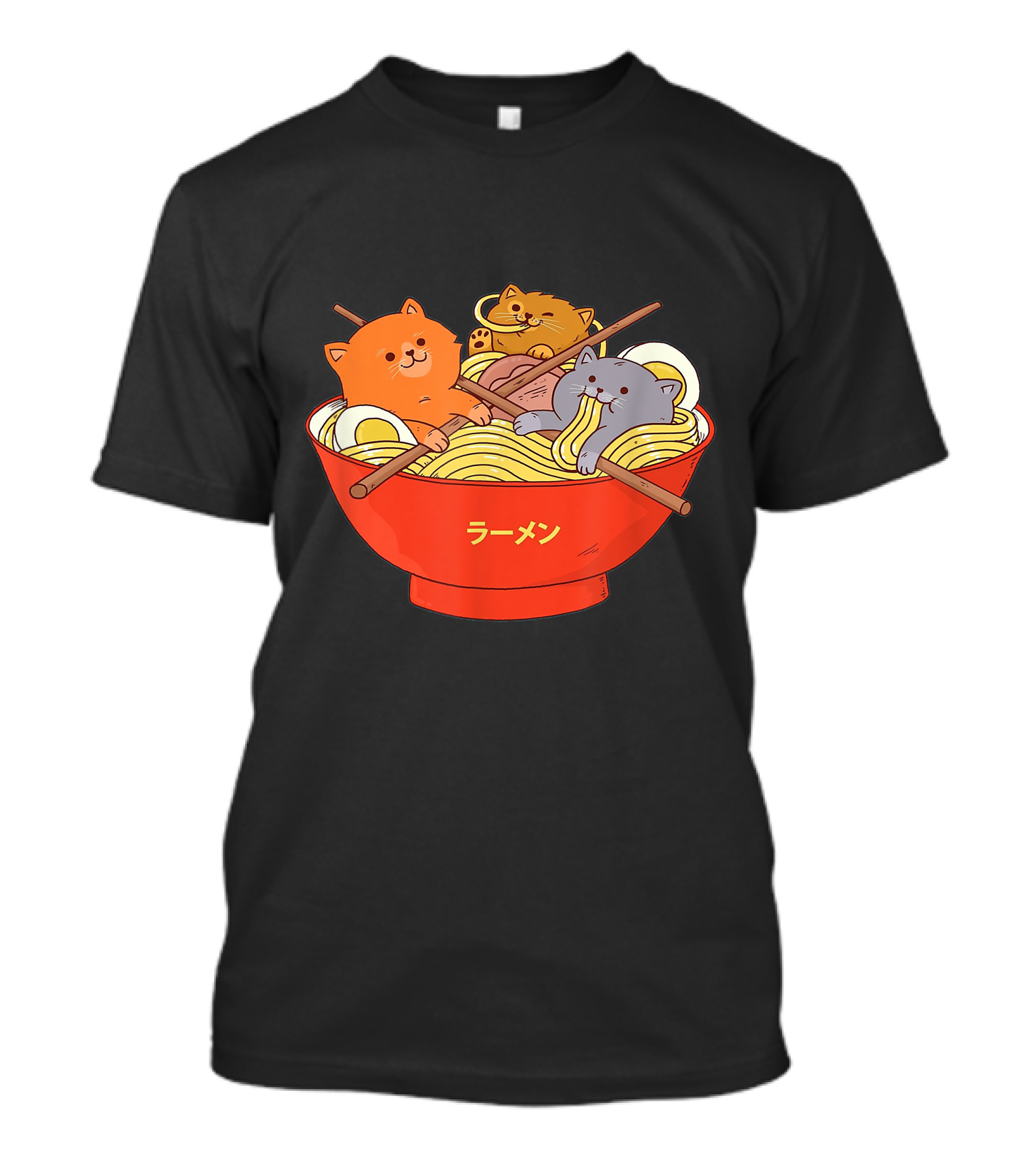 Cat Anime Japanese Ramen Bowl Kittens Eating Ramenst T-Shirt