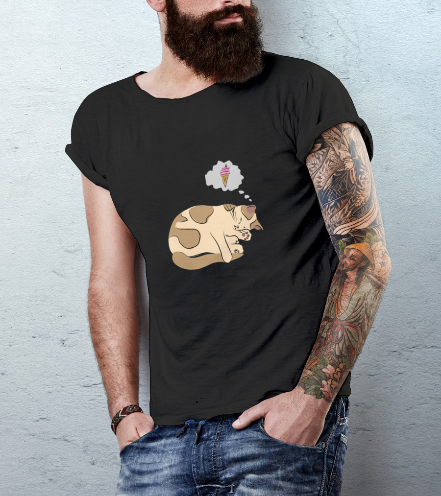Sleeping Cat With Ice Cream Dream T-Shirt
