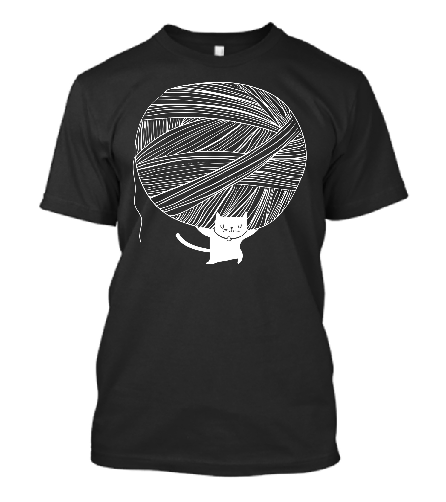 Catlas Yarn Ball Cat Holding Playful Feline T-Shirt