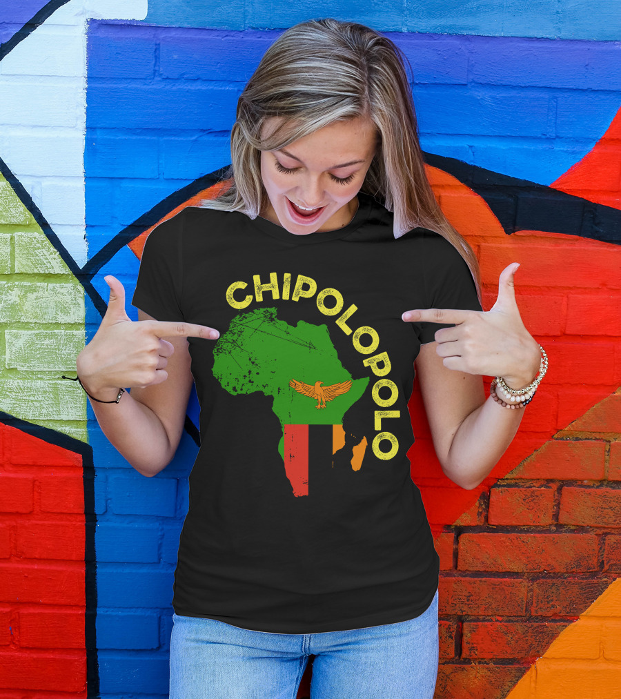 Chipolopolo Africa Map With Zambian Flag And Eagle T-Shirt