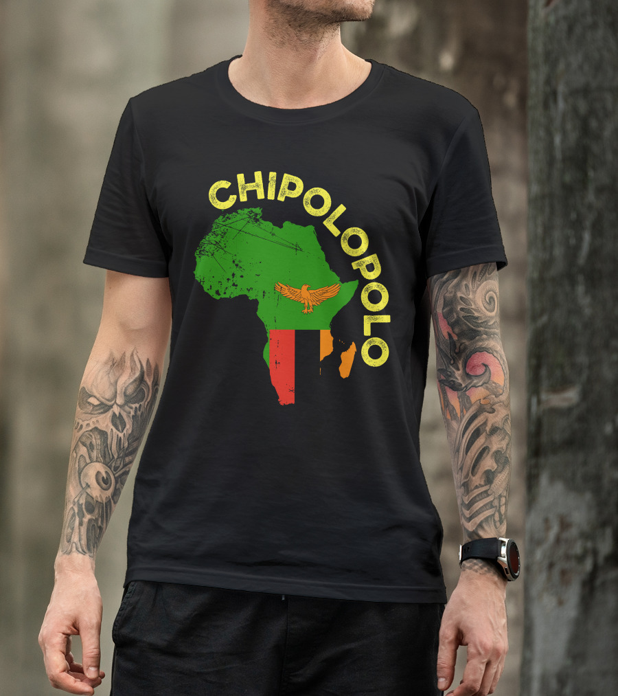 Chipolopolo Africa Map With Zambian Flag And Eagle T-Shirt