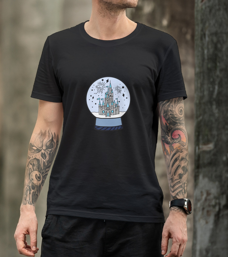 Cinderella Castle Snow Globe With Fireworks T-Shirt