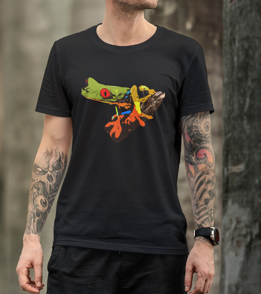 Colored Frog Pop Art Style Vibrant Tree Branch T-Shirt