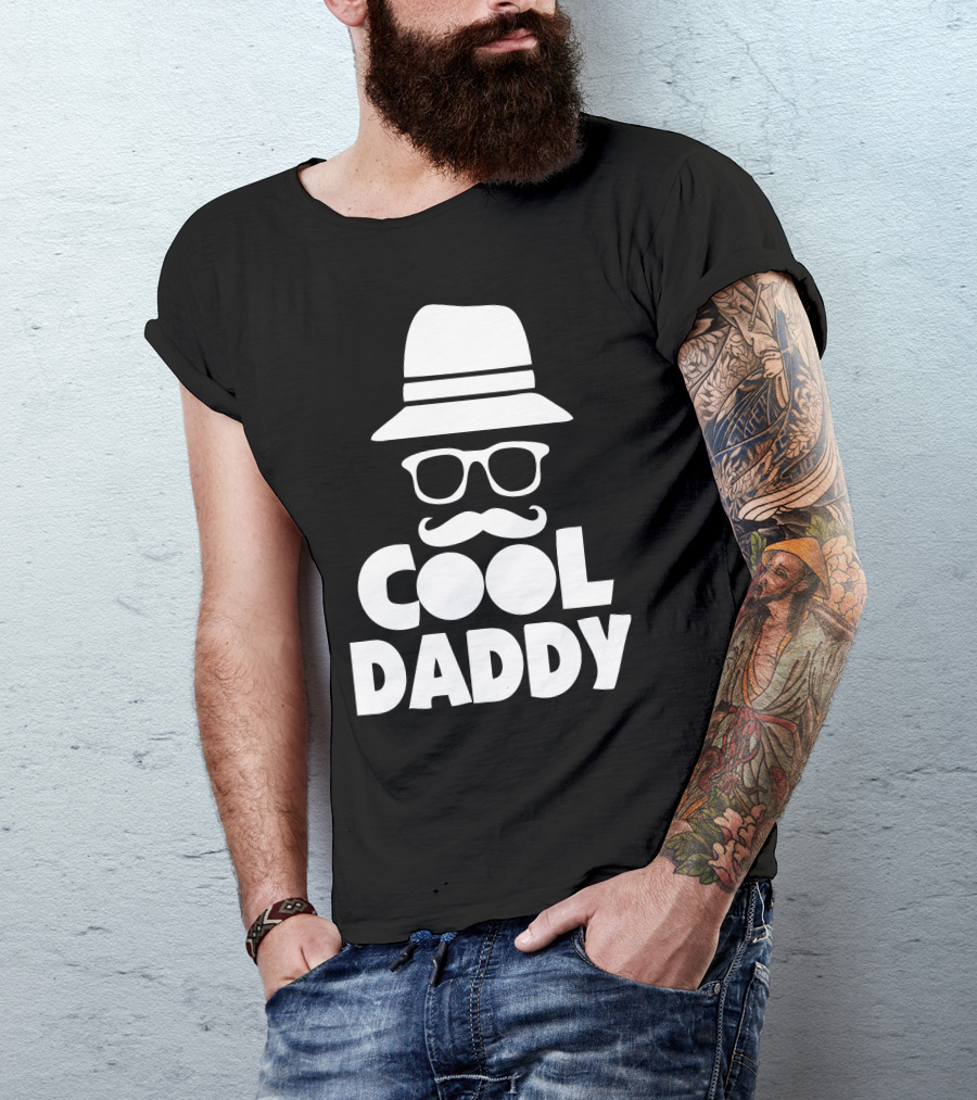 Cool Daddy Hat And Mustache Glasses T-Shirt