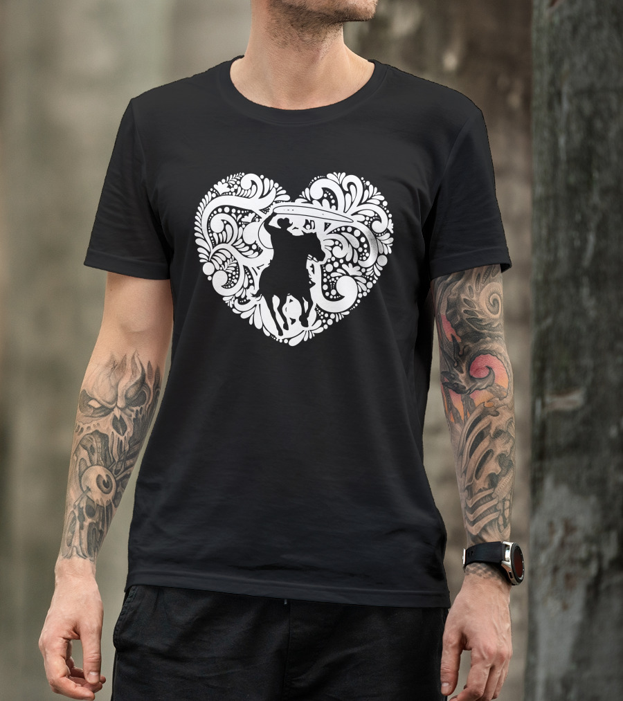 Country Heart Cowboy Rider In Ornate Heart T-Shirt