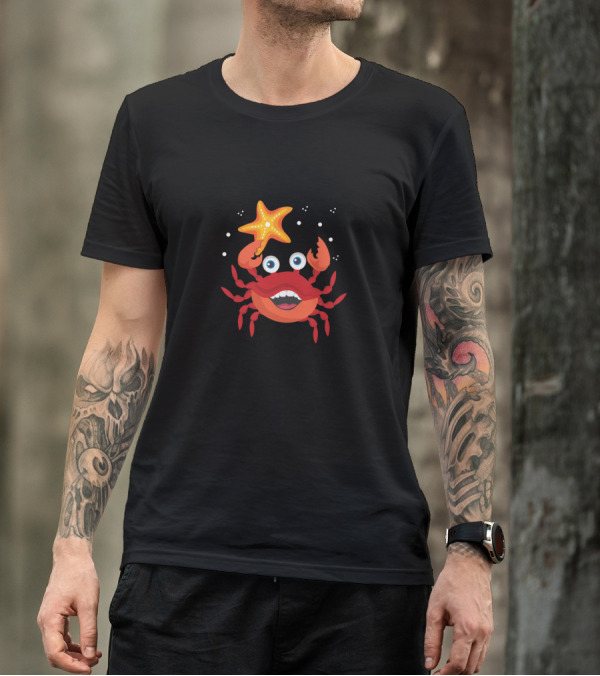 Crab Holding A Starfish With Bubbles T-Shirt