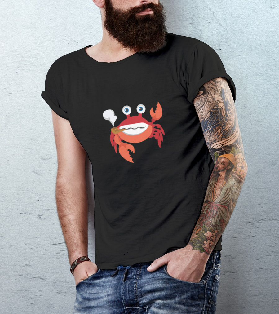 Crab Smoking Tobacco Pipe With Bubbles T-Shirt