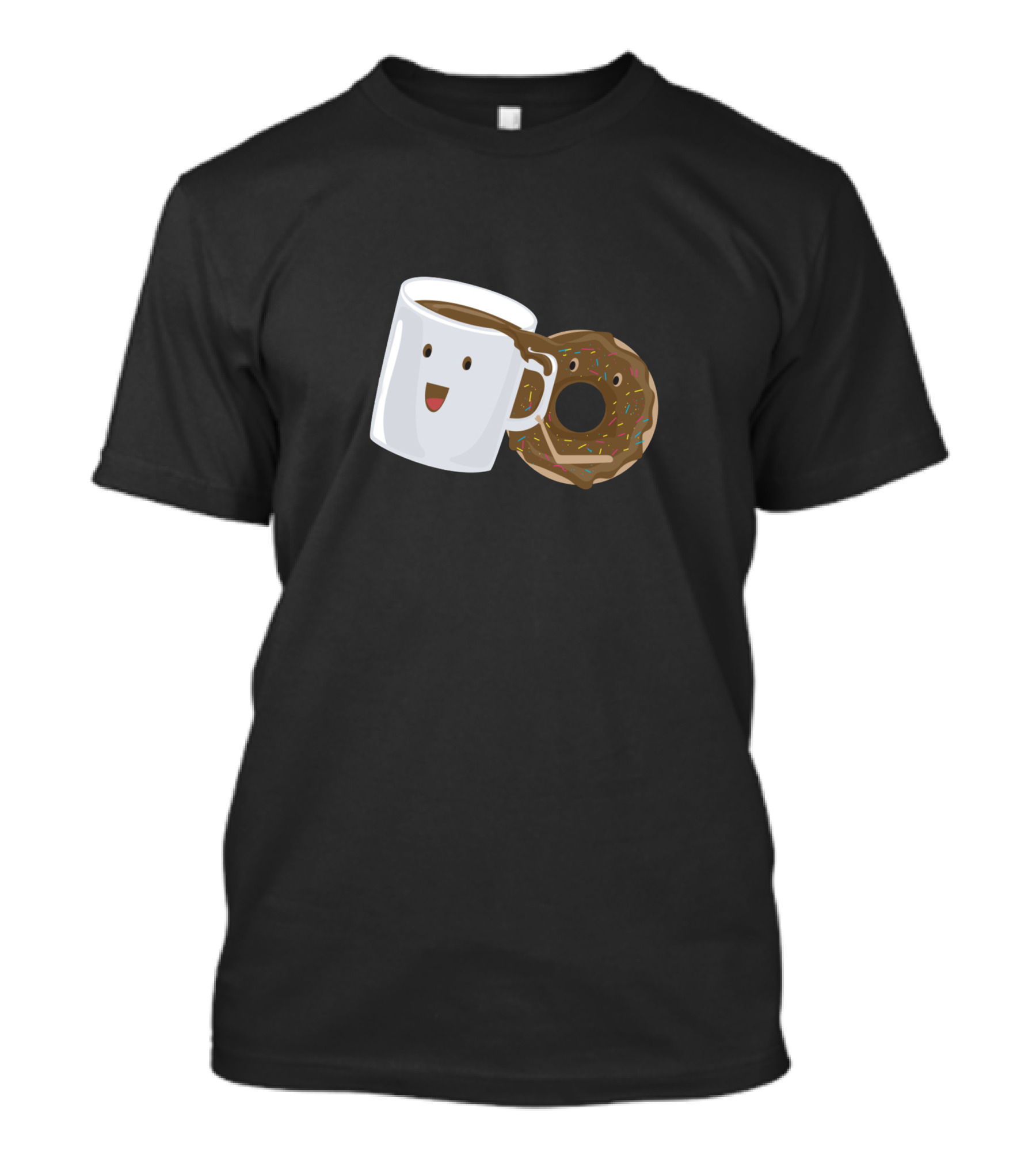 Cute Donut And Coffee Happy Breakfast Friends T-Shirt