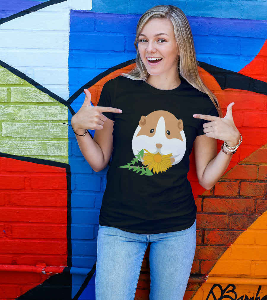 Cute Guinea Pig Eating Dandelion Leaves T-Shirt