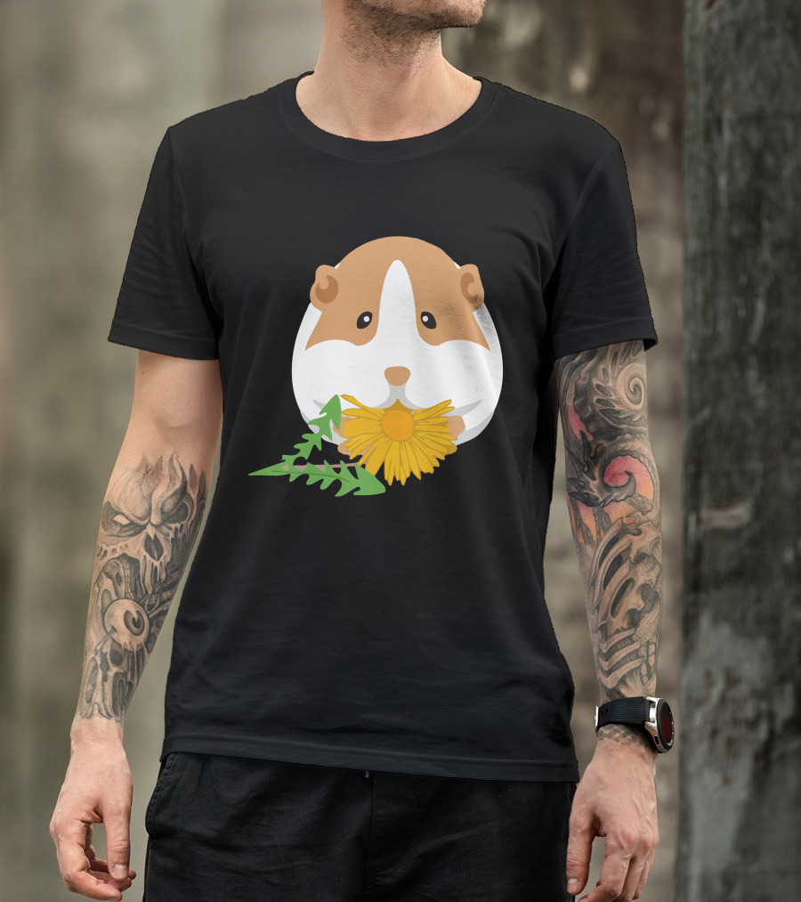 Cute Guinea Pig Eating Dandelion Leaves T-Shirt