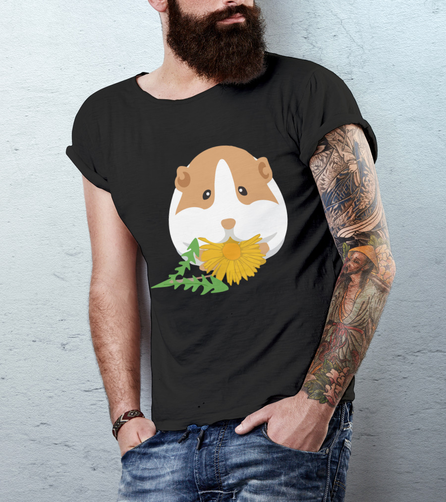 Cute Guinea Pig Eating Dandelion Leaves T-Shirt