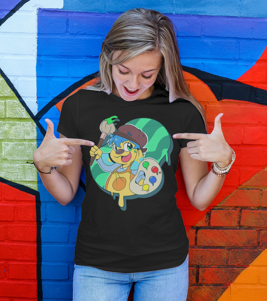 Cute Little Artist Paint Palette Dog Kid Creativity T-Shirt