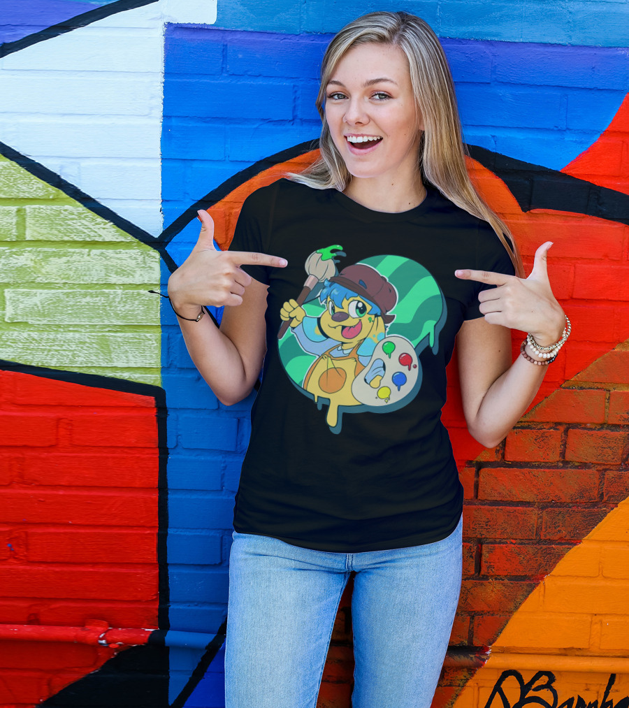 Cute Little Artist Paint Palette Dog Kid Creativity T-Shirt
