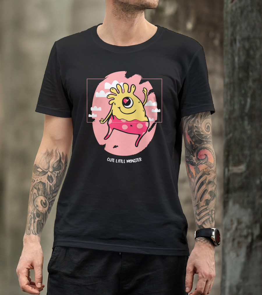 Cute Little Monster One-Eyed Playful Cartoon Character T-Shirt