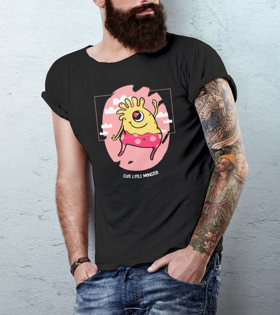 Cute Little Monster One-Eyed Playful Cartoon Character T-Shirt
