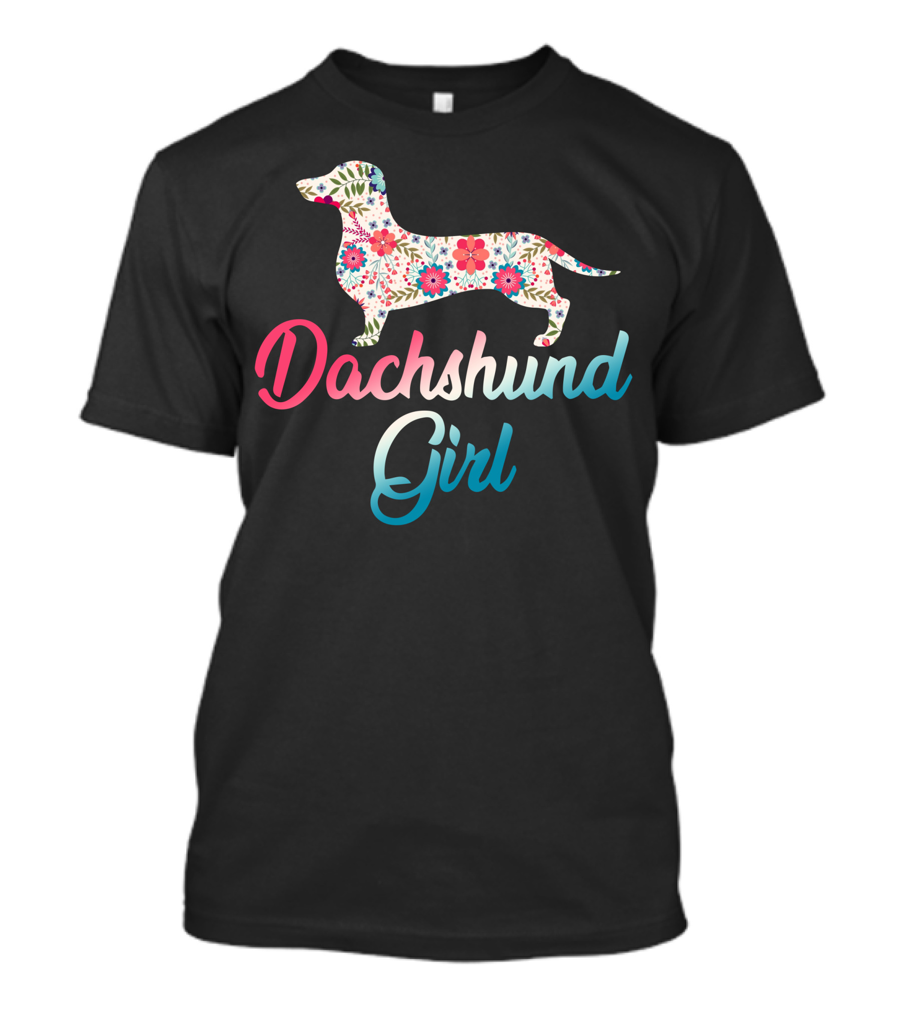 Dachshund Girl Floral Pattern Canine Lover T-Shirt