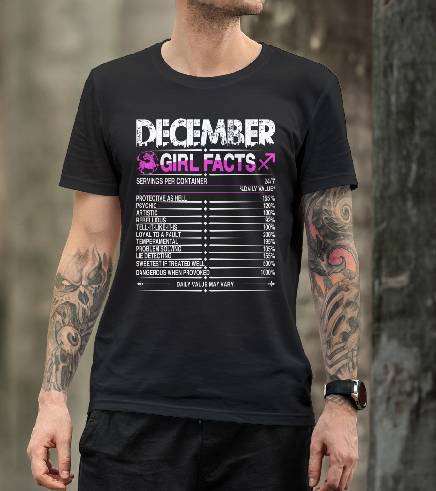 December Sagittarius Girl Facts Protective Psychic Artistic Rebellious Loyal Temperamental Problem Solving Lie Detecting Sweetest Dangerous T-Shirt