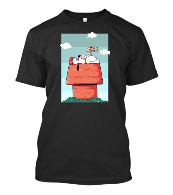 Droopy Snoopy Kennel I'm So Happy Doghouse Cloud T-Shirt