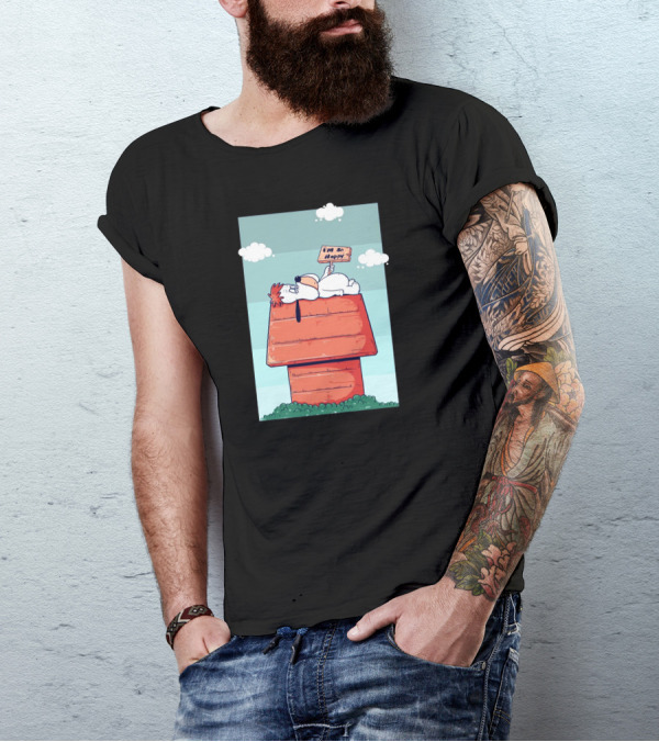 Droopy Snoopy Kennel I'm So Happy Doghouse Cloud T-Shirt