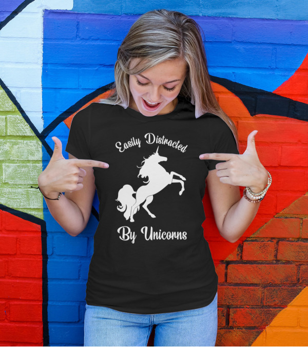 Easily Distracted By Unicorns White Version Iconic T-Shirt