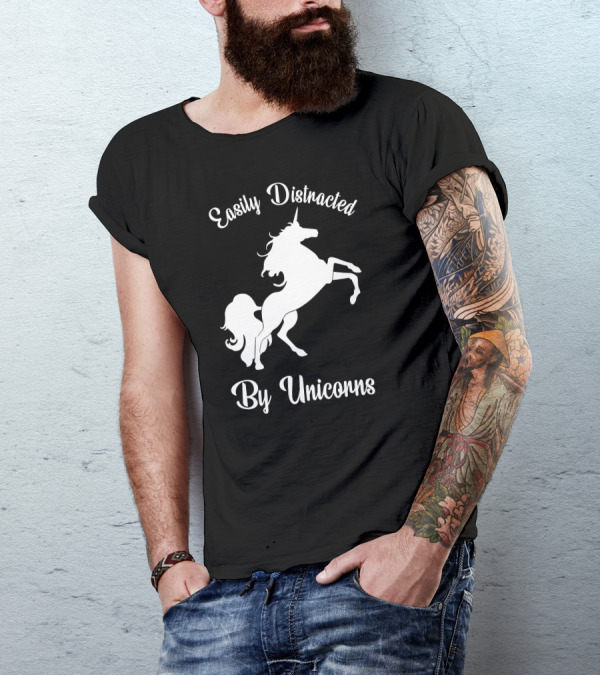 Easily Distracted By Unicorns White Version Iconic T-Shirt