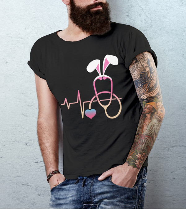 Easter Nurse Bunny Ears Stethoscope Heartbeat T-Shirt