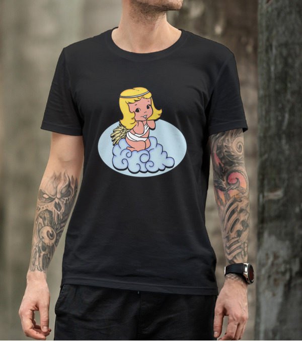Easter Angel Sitting On Cloud With Golden Halo And Wings T-Shirt