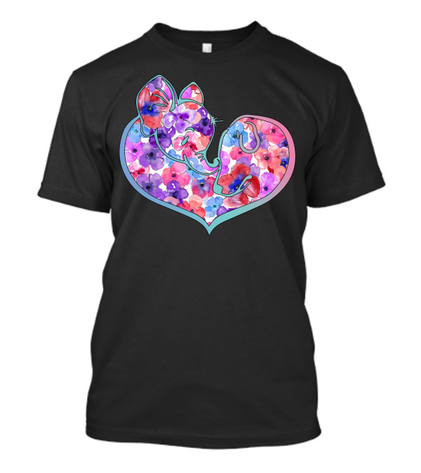 Elephant And Dog Floral Heart Fusion T-Shirt