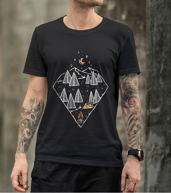 Enjoy Place Camping Under The Moonlit Mountain Forest T-Shirt