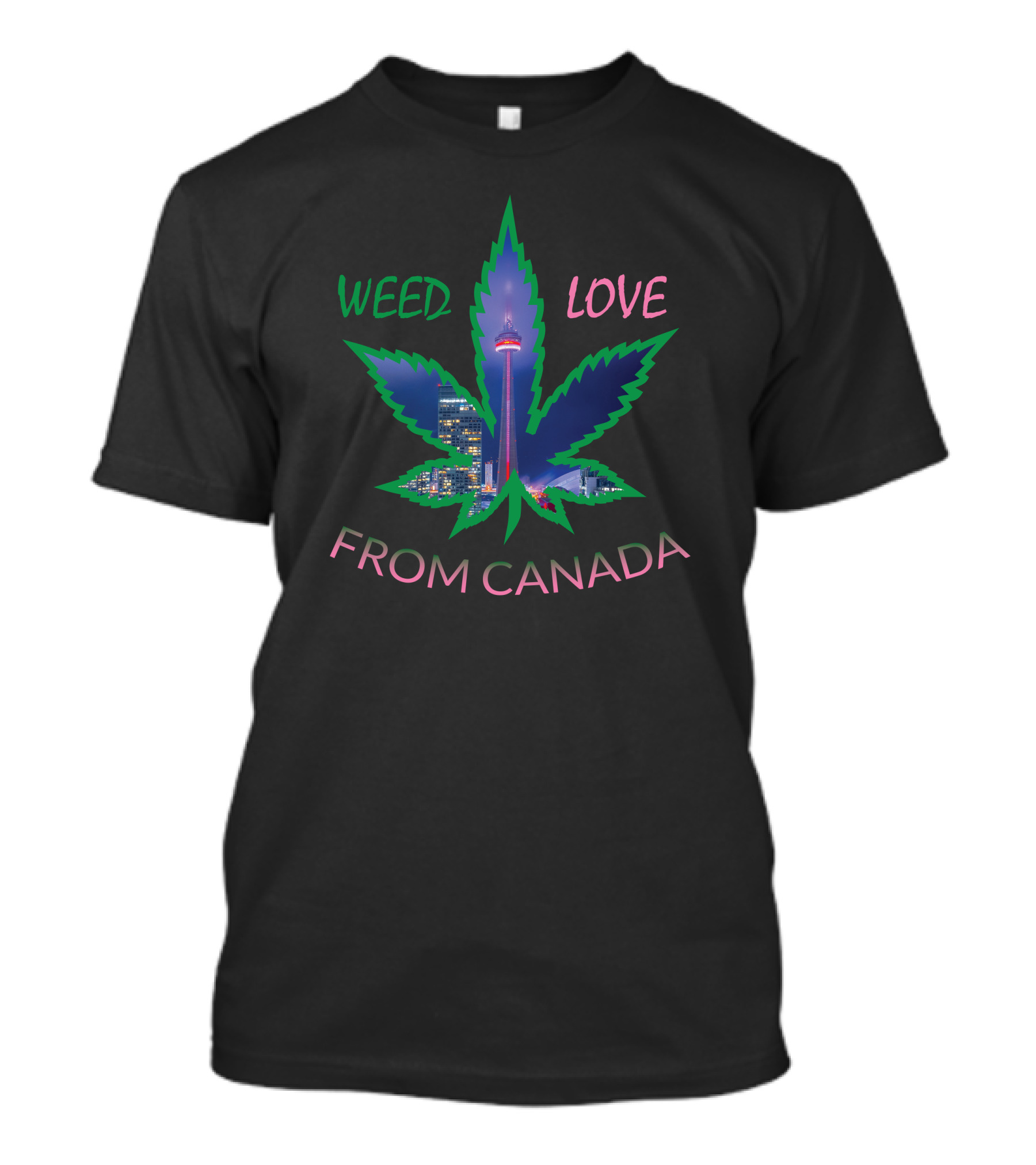 Weed Love From Canada Skyline Leaf T-Shirt