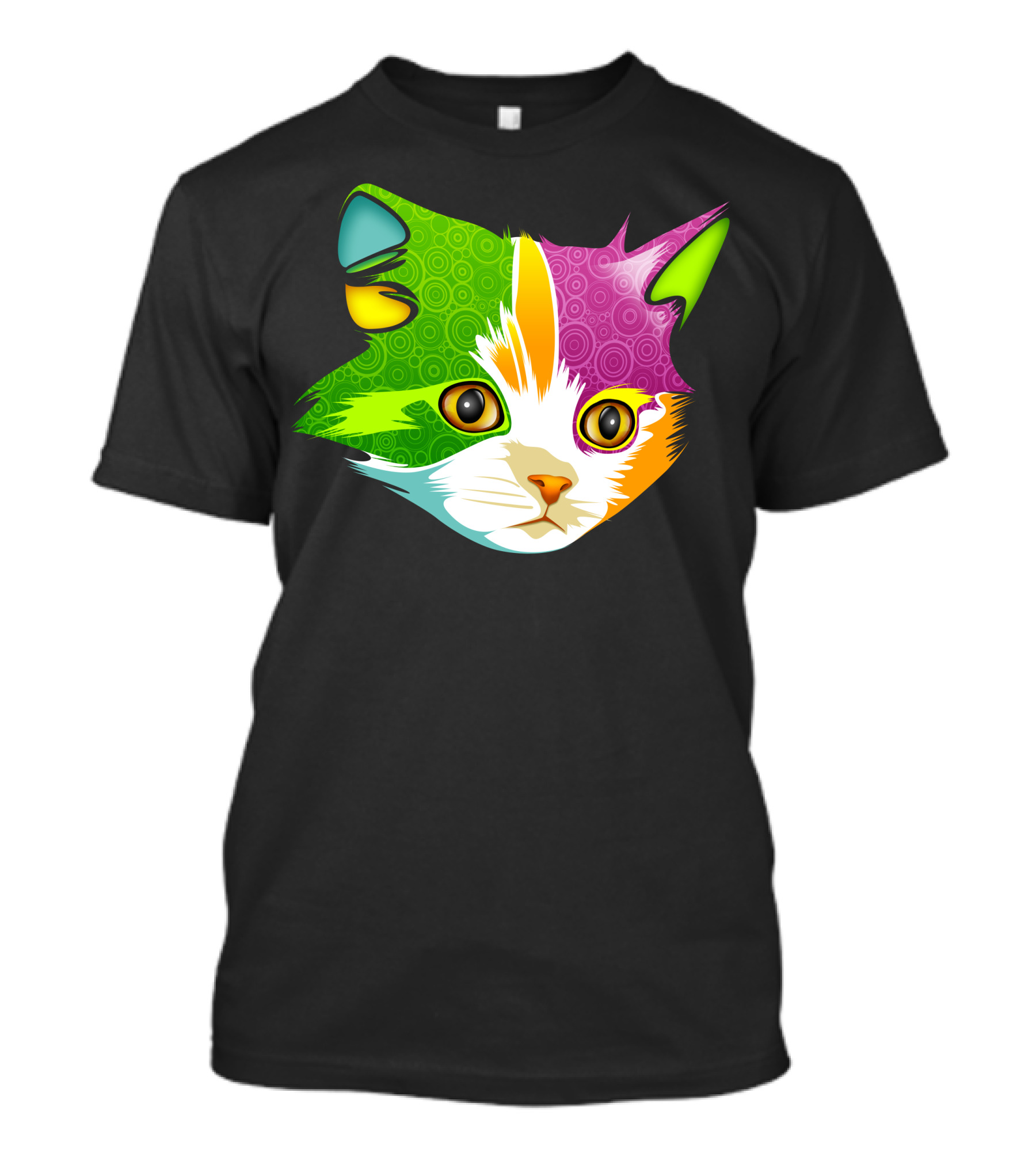 Psychedelic Full Color Cat Face T-Shirt
