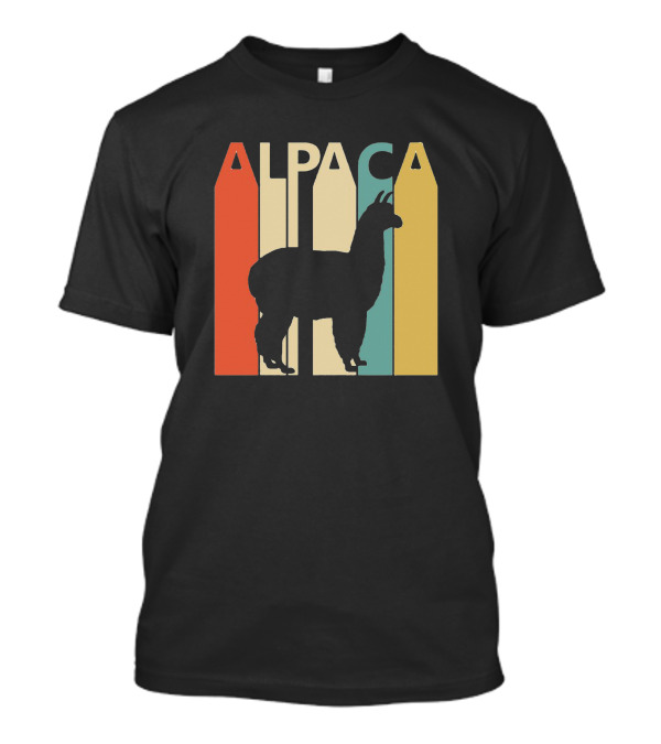 Alpaca Retro Silhouette Stripes Spirit Animal T-Shirt