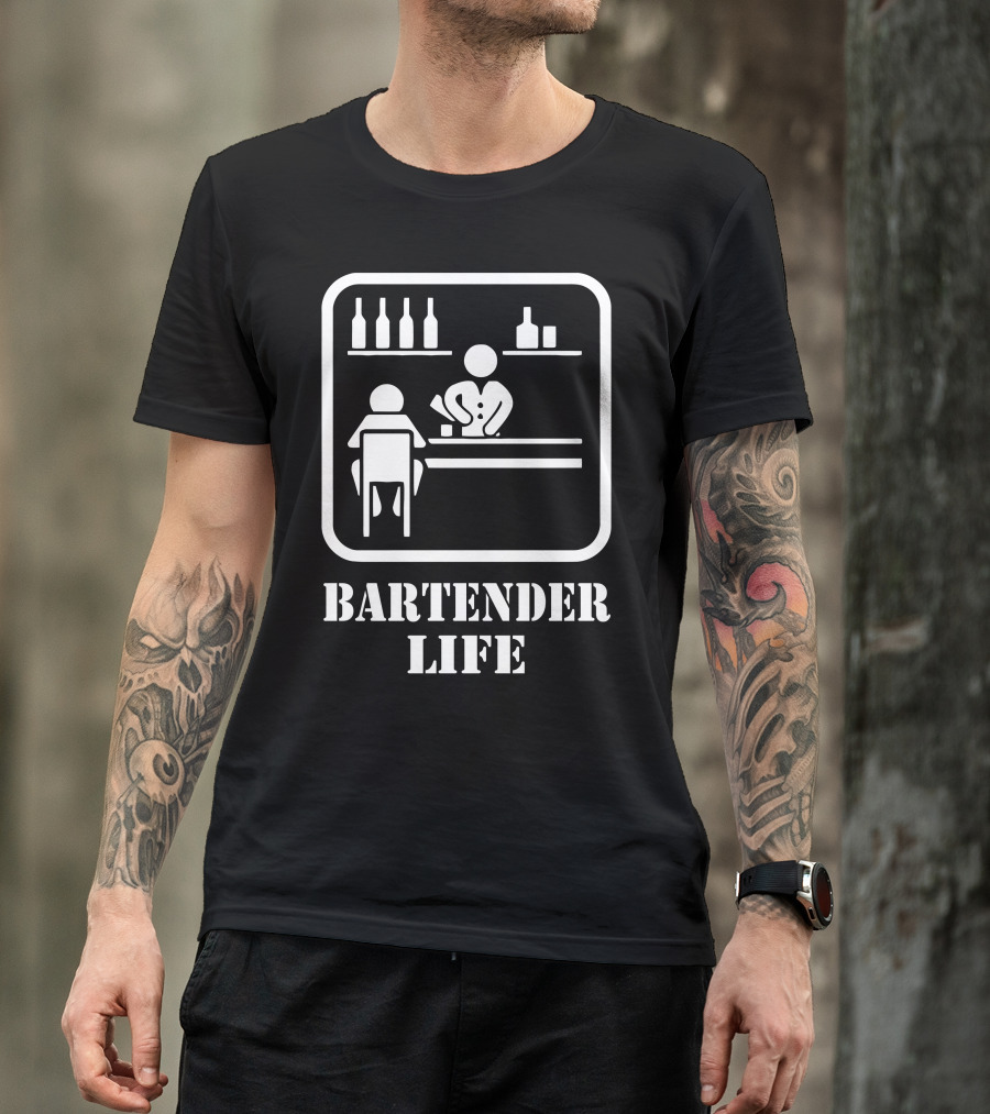 Bartender Life Iconic Bar Scene Humor T-Shirt