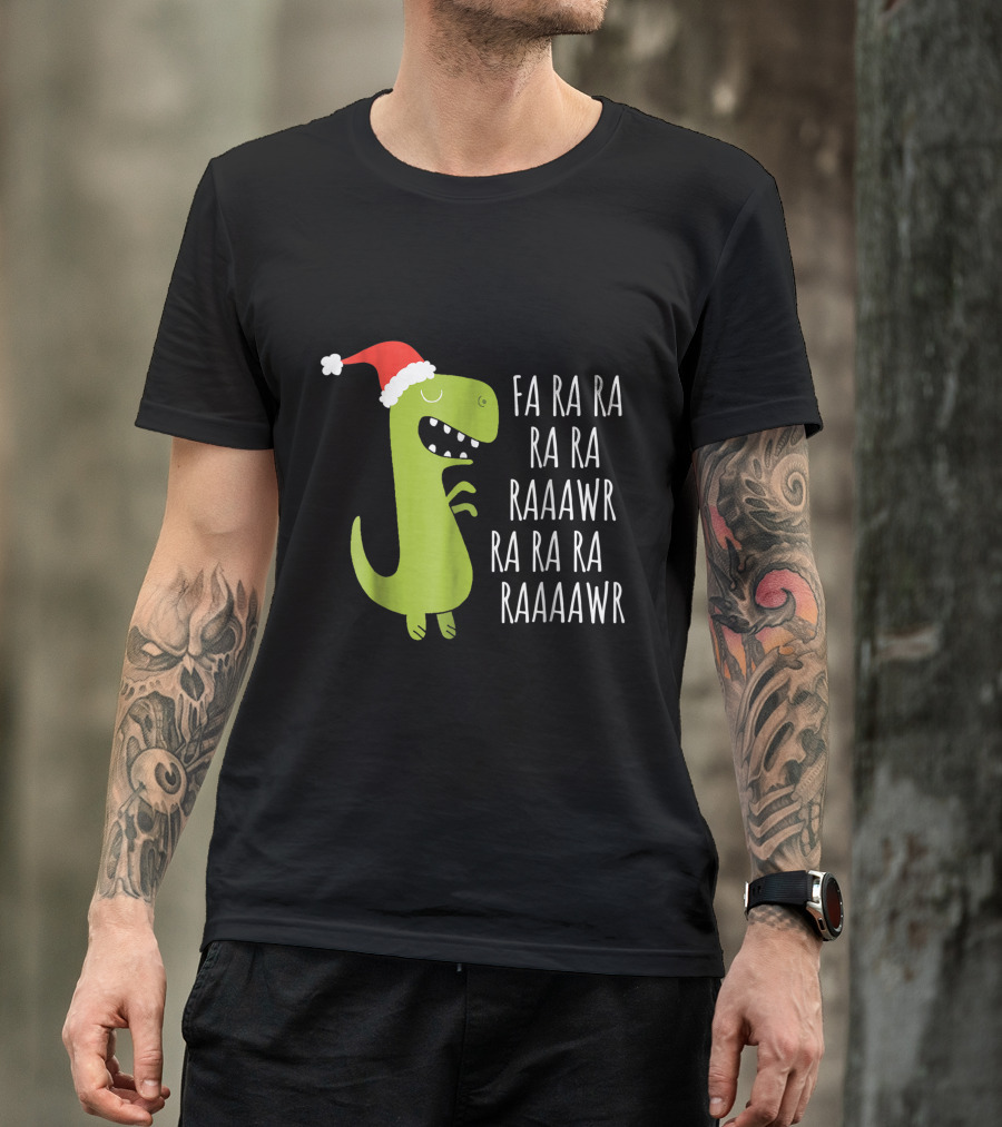 Fa Ra Ra Ra Raaawr Ra Ra Ra Raaawr Dinosaur Santa Hat T-Shirt
