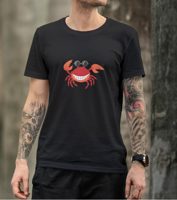 Funny Smiling Crab With Sunglasses T-Shirt