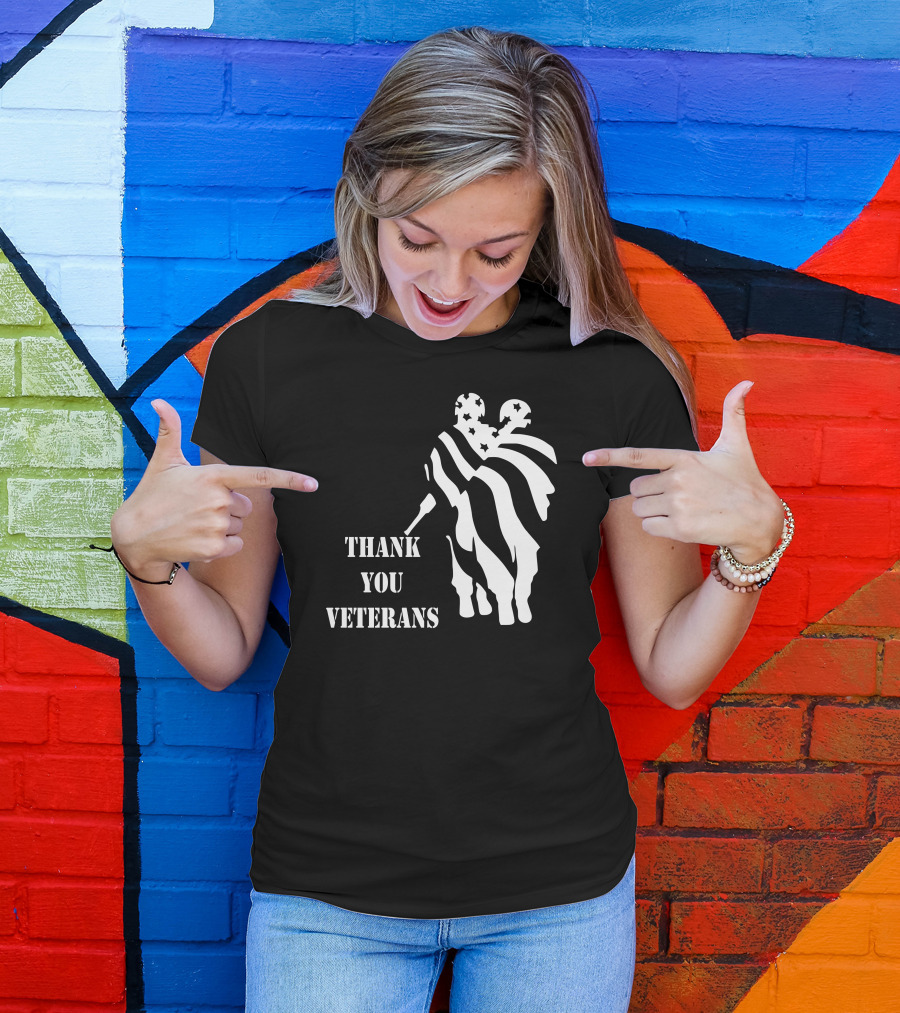 Thank You Veterans American Flag Soldier T-Shirt