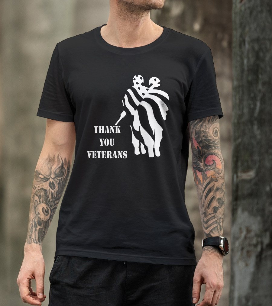 Thank You Veterans American Flag Soldier T-Shirt