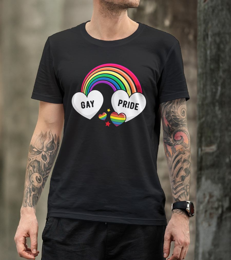 Gay Pride Rainbow Hearts And Stars Iconic T-Shirt