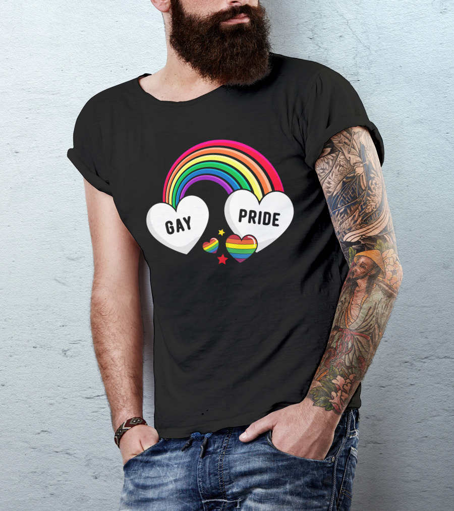 Gay Pride Rainbow Hearts And Stars Iconic T-Shirt